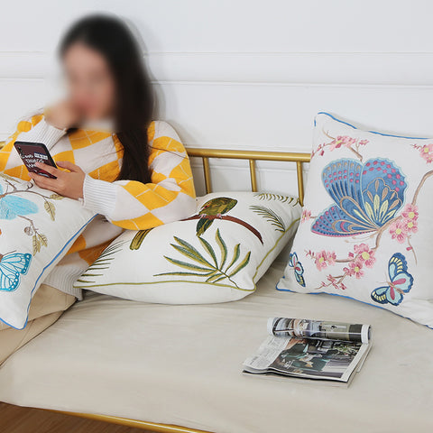 Embroidered Throw Pillow