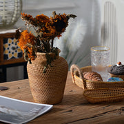 Rattan Woven  Floral Decorative Vases